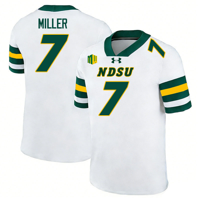 North Dakota State Bison #7 Cam Miller College Football Jerseys,Uniforms-White